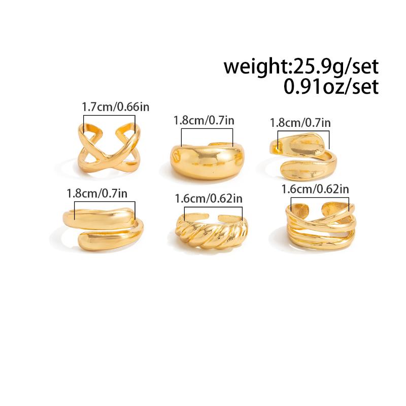 Irregular Glossy Metal Open Rings For Women Vintage Punk Gold Silver Color Personality Finger Ring Female Jewelry
