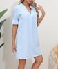 2023 Women's Solid Color V-Neck Loose Pleated Dress with Five-Point Sleeves