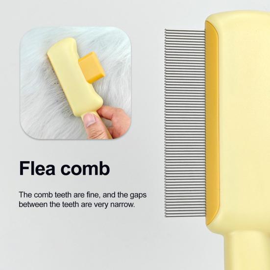 Self Cleaning Cat Brush Pet Grooming Comb with Stainless Steel Dense Teeth Detangling Comb Removes Loose Fur for Dogs Cats Flea