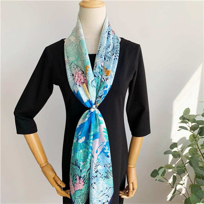 110*110 cm Quadratischer Seidenschal Damenmode Bedruckter kleiner Halsschal Büro Damen Haargürtel Folar Taschentuch Damen Taschentuch Schal Schal