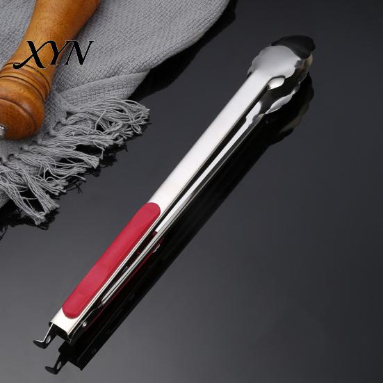 Rust-resistant Kitchen Tongs with Anti-Slip Handle And Silicone Scalloped Edges, Stainless Steel Heavy Duty Locking Food Clips for Grilling BBQ Salad,