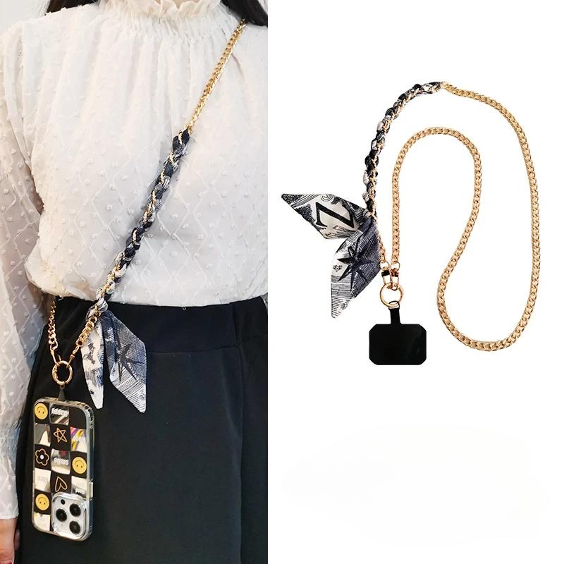 Cross Scarf Chain Lanyard Cross-body Lanyard Metal Chain Clip Mobile Phone Case Universal Lanyard Mobile Phone Phone Pendant