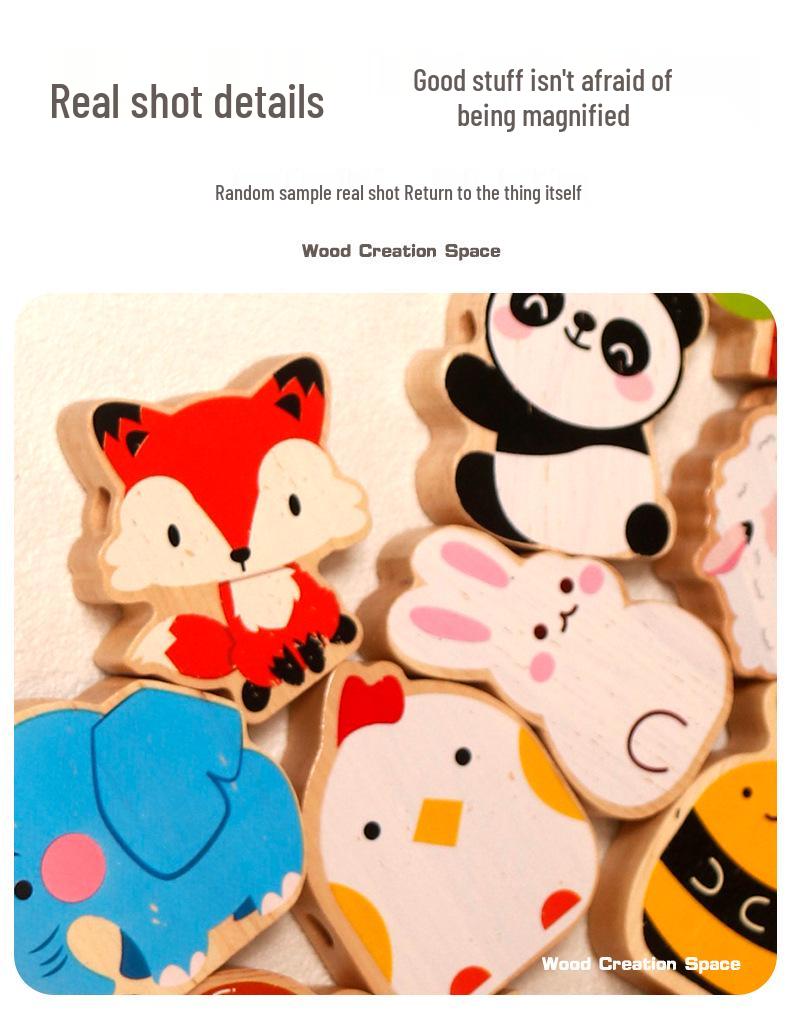 Wooden Cartoon Educational Balance Toy for Children: Creative Animal Beading for Parent-Child Interaction