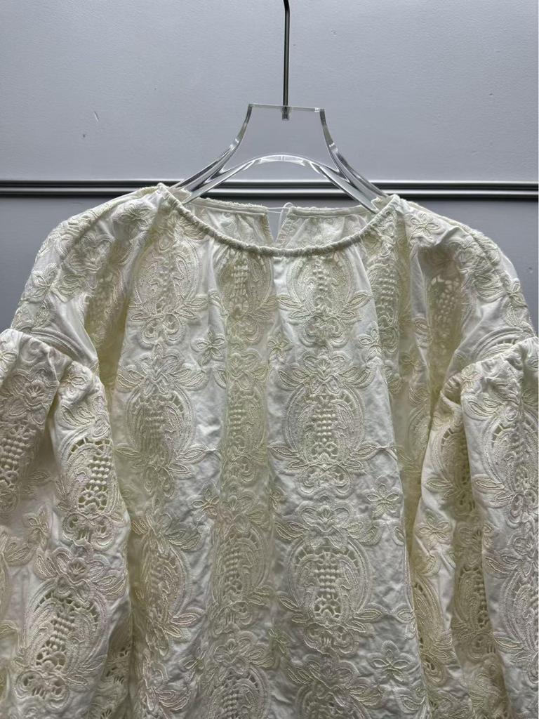 French Retro Lace Bell Sleeve Embroidered Top - Autumn/Winter Collection