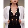 Conjunto de collar, pendientes y anillo de acero inoxidable de alta calidad, chapado en oro auténtico de 18 quilates para un look moderno.
