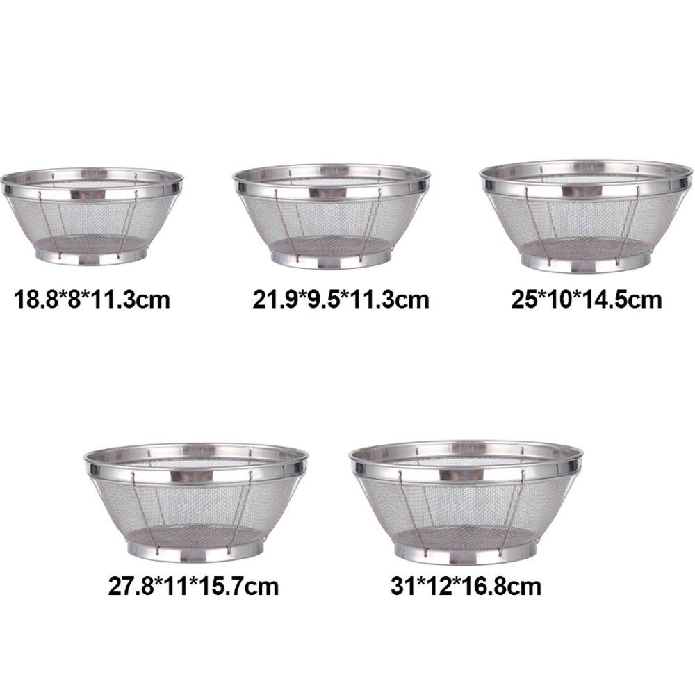 Stainless Steel Fine Mesh Strainer Self-draining Base Vegetable Fruit Washing Kitchen Colander Multi Function Draining Basket