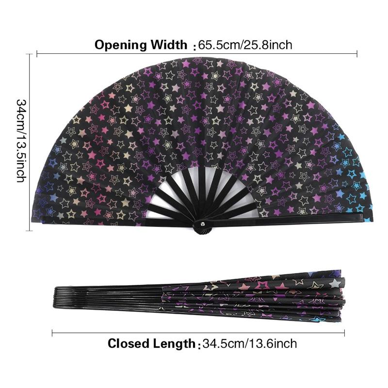 1PC Hand Rave Fan Large Music Festival Fan Gifts Folding Fan Colorful Foldable Fan 33cm