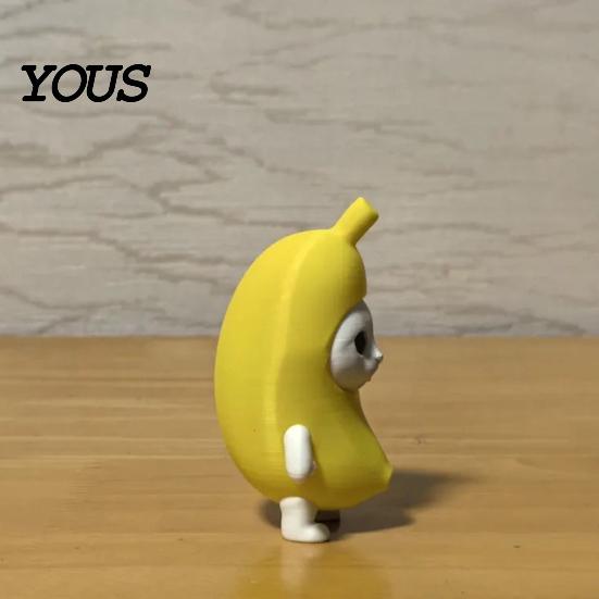Cute Desktop Ornament 3D Printed Banana Cat Figurine, Collectible Statue, Creative Delicate Texture Figurine Shape Animal Sculpture Decorations