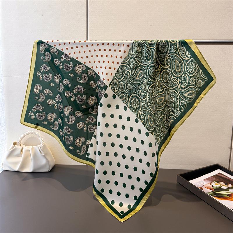 New Paisley Cashew Print 70*70cm Square Scarf Women Neck Tie Soft Satin Neckerchief Female Foulard Headband Hijab Decorate Hand