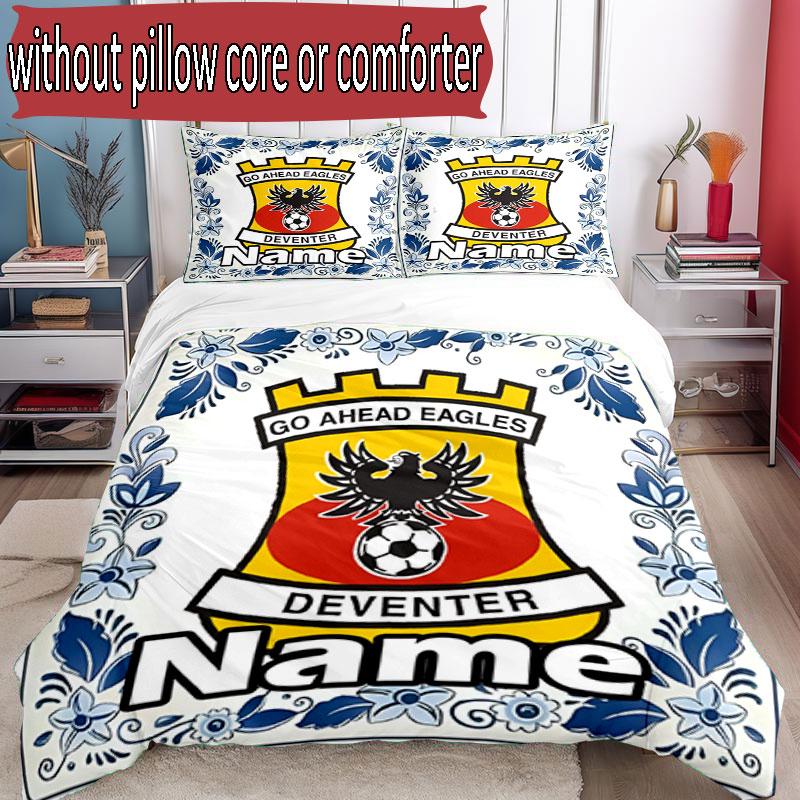 3pcs Duvet Cover Set (1*Duvet Cover + 2*Pillowcase, Without Core), Custom Name Go Ahead Eagles Pattern Bedding Set, Home Bedroom Decor Gift
