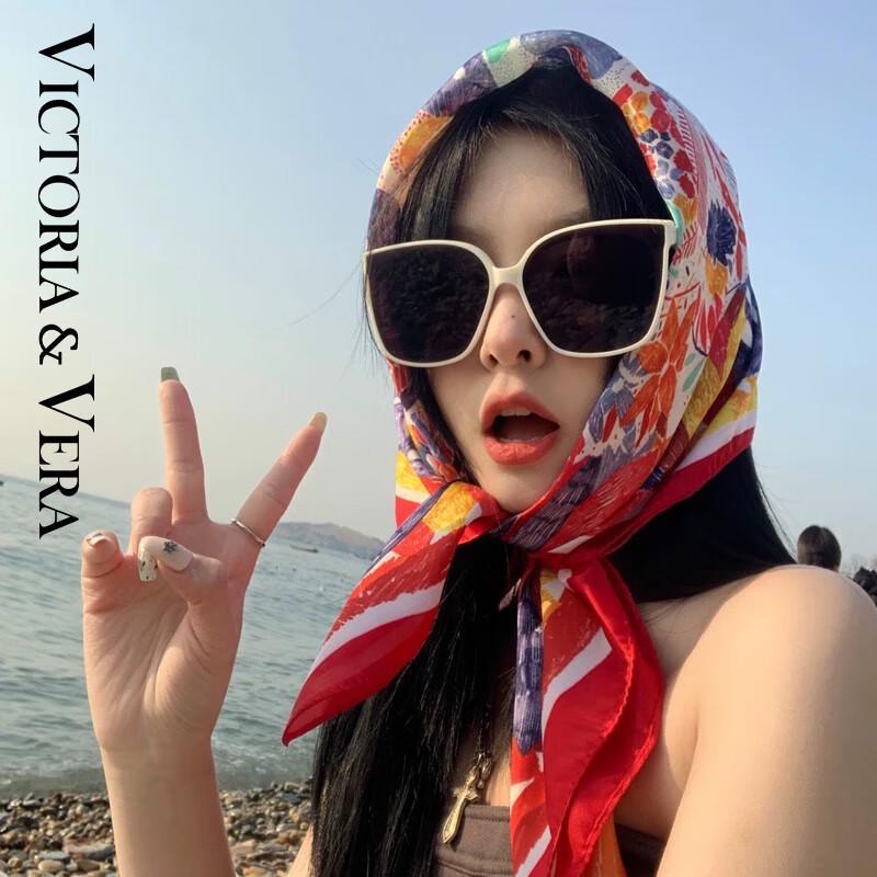 VICTORIA&VERA Spring/Summer Floral Print Mulberry Silk Scarf