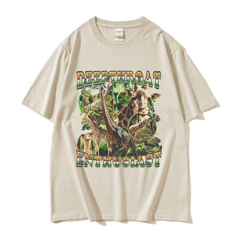 Deepthroat Enthusiast Giraffe Funny Meme T Shirts Men Women Retro High Quality Fashion T-shirt Tops Cotton Tshirt