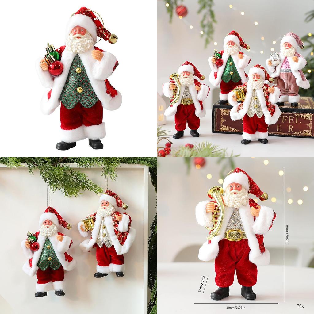 Cute Santa Claus Ornament With Musical Instruments Christmas Decoration Props For Holiday Decor And Window Display