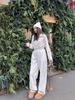 European & American Women's Spring/Autumn Long Sleeve Jumpsuit - Casual Half Open Neck, Elastic Waist Set