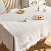 Französische Creme Baumwolle Leinen Tischdecke Waffelstruktur Rechteckig Esstischdecke Quastenrand Waschbar Bauernhaus Küche Couchtisch Abdeckung Dekoration