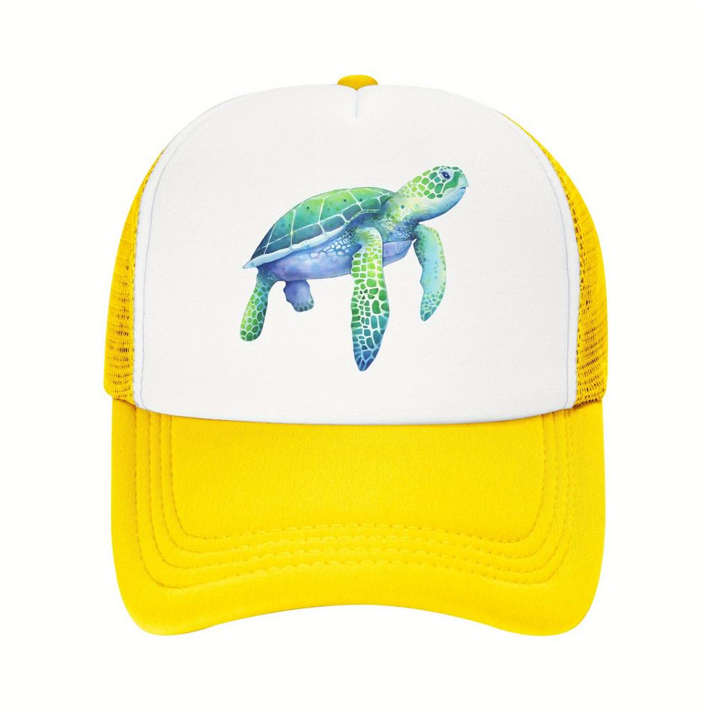 Schildkröte Grafik Trucker Cap Verstellbar Atmungsaktiv Netz Baseballkappe für Erwachsene Reisen