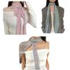 Checkered Skinny Scarf For Women Neckerchief Hangbag Handle Wrap for Women Handbag Wrap Handle Belt Choker