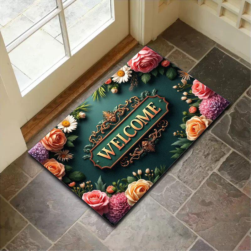 Summer Outdoor Carpet American Floral Entrance Door Welcome Carpet Bedroom And Bathroom Anti-Slip Carpet Home Decoration