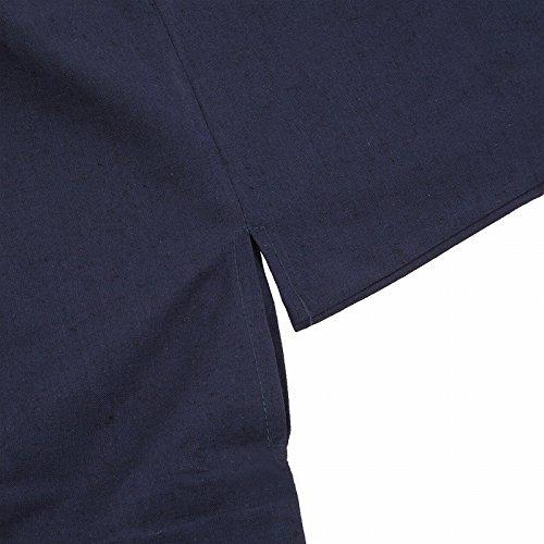 Edoten Men's Samue (Work Clothes) - Kurume Tsumugi Weave, Made In Japan with Premium Materials, Dark Red, Size LL
