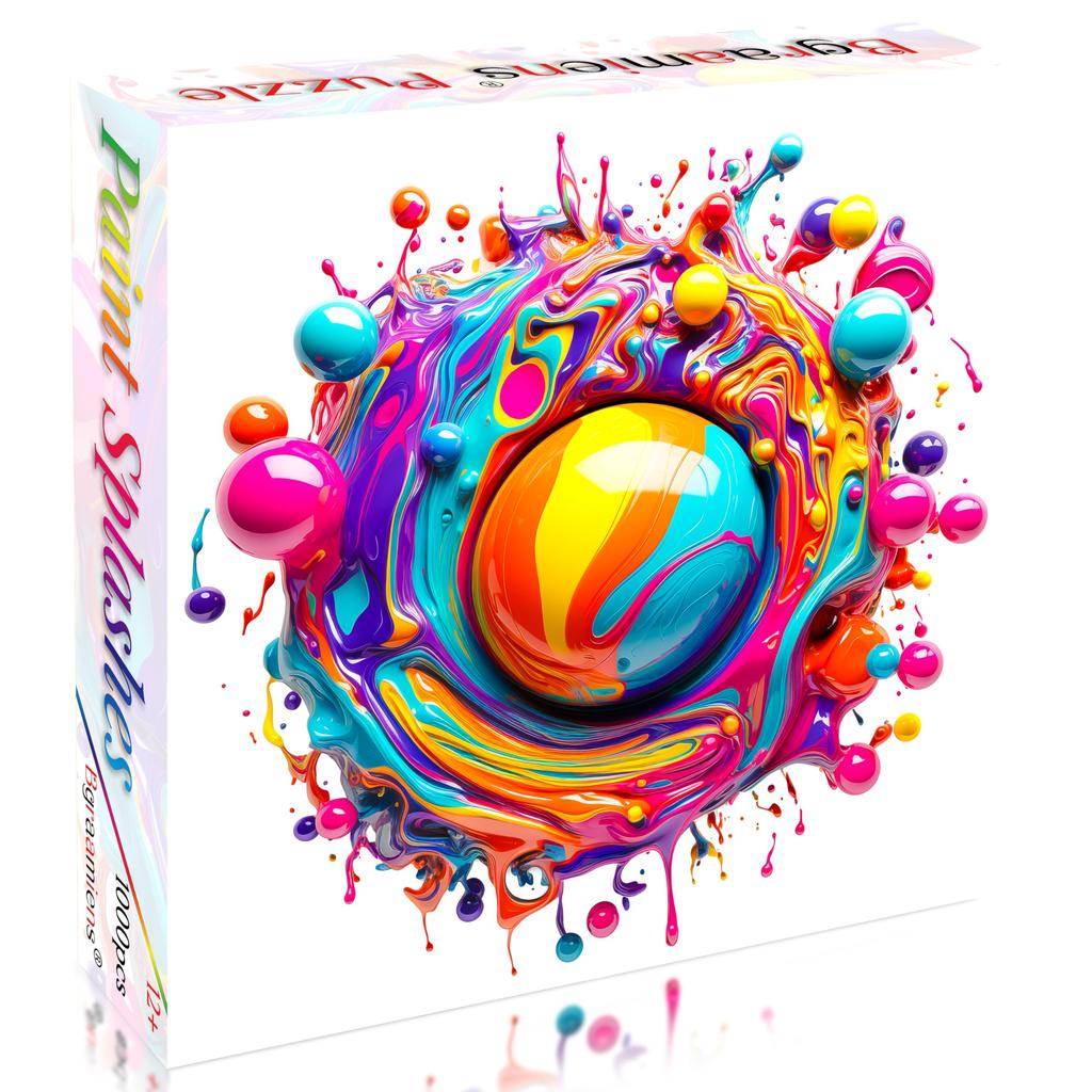 Bgraamiens Paint Splash - 1000 Piece Gradient Colorful Impossible Puzzle for Adults, Hard Challenge.
