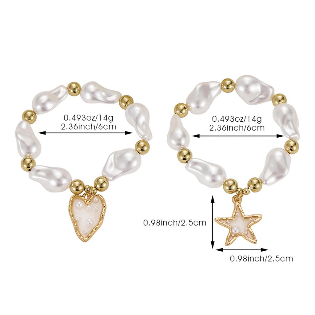 Baroque Sweet Luxurious Imitation Pearl Heart Shaped Pentagram Bracelet