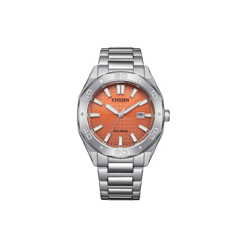 

CITIZEN 100m Water Resistant Light Powered Quartz Movement Stainless Steel Strap Watch 41mm BM7630-80Z Orange Watch Dial