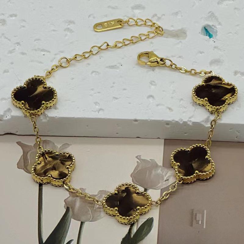 New Shiny Four-leaf Clover Bracelet Five-flower Fashion Sense Hand Jewelry Simple Jewelry