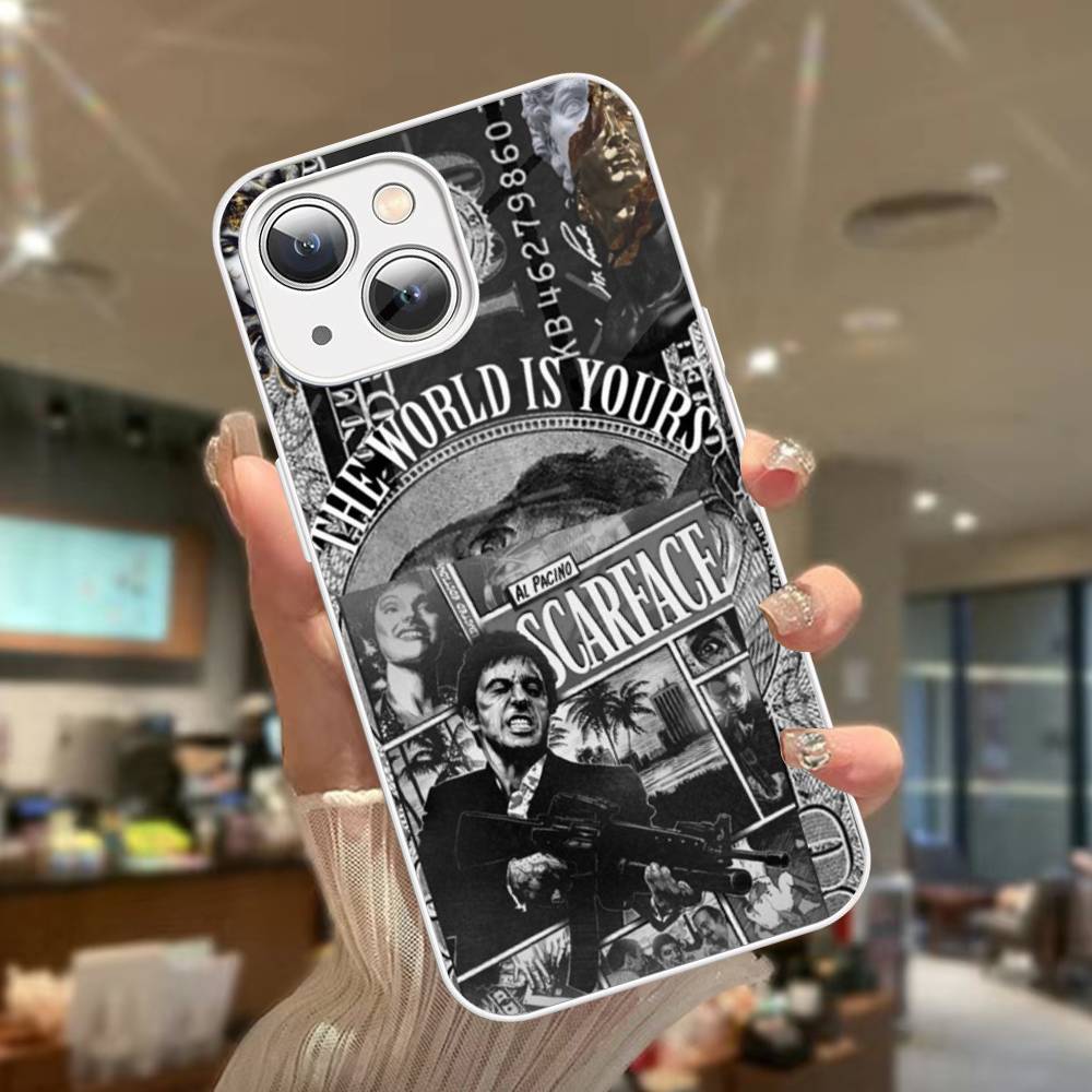 Classic S-Scarface Film Tony For iPhone 14 13 12 Mini 11 Pro XS Max X XR 14 Plus Tempered Glass Cover