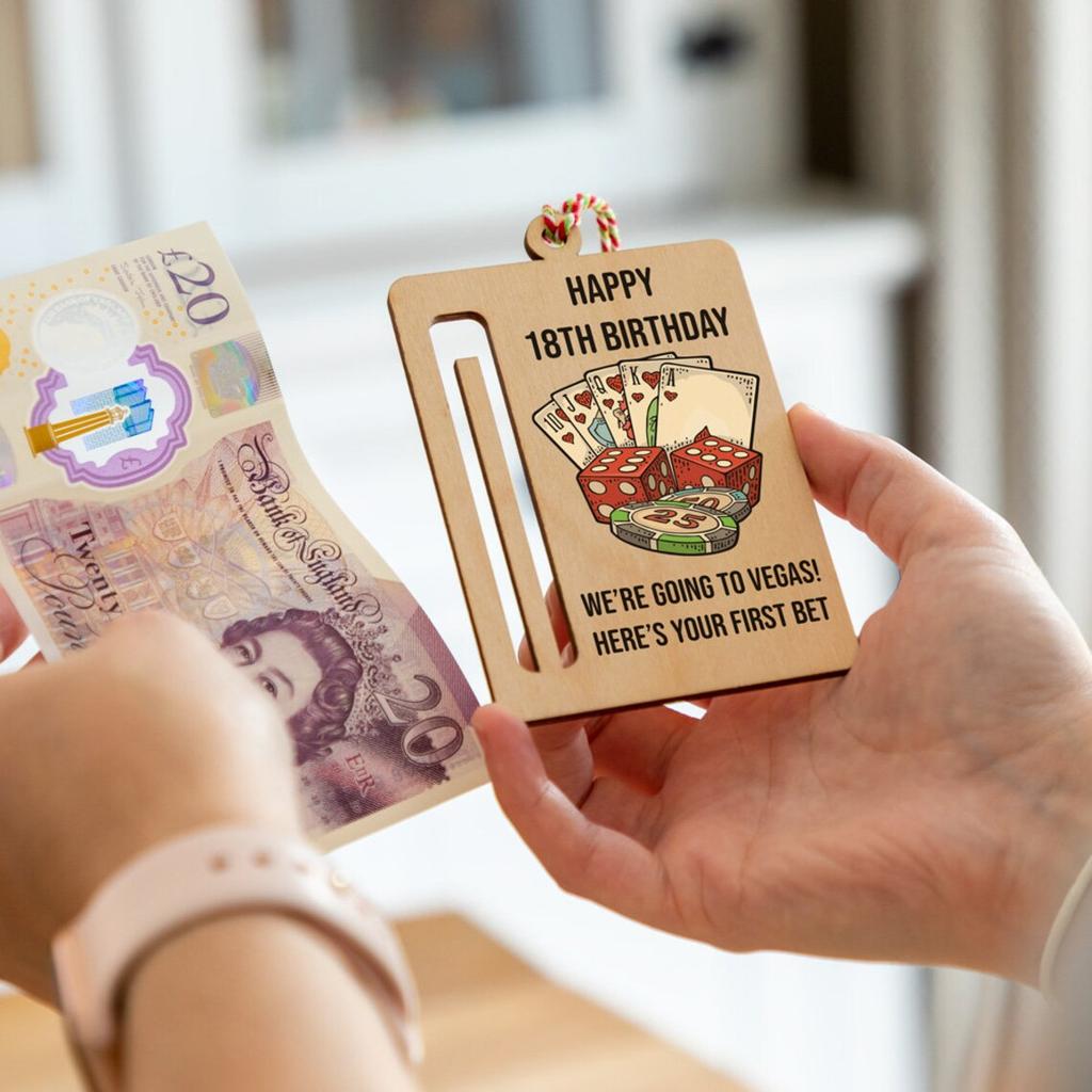 HAPPY 18TH BIRTHDAY Money Clip Celebrating Milestone Birthday Clear Beer Wine Print Solid Wood Cash Holder Men Women Adults Gift