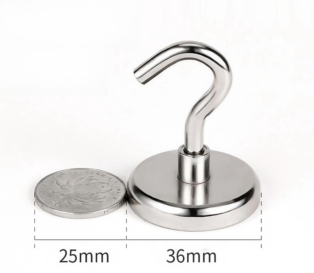 Neodymium Iron Boron Magnetic Hook: Strong, Round, No-Drill Refrigerator Magnet.