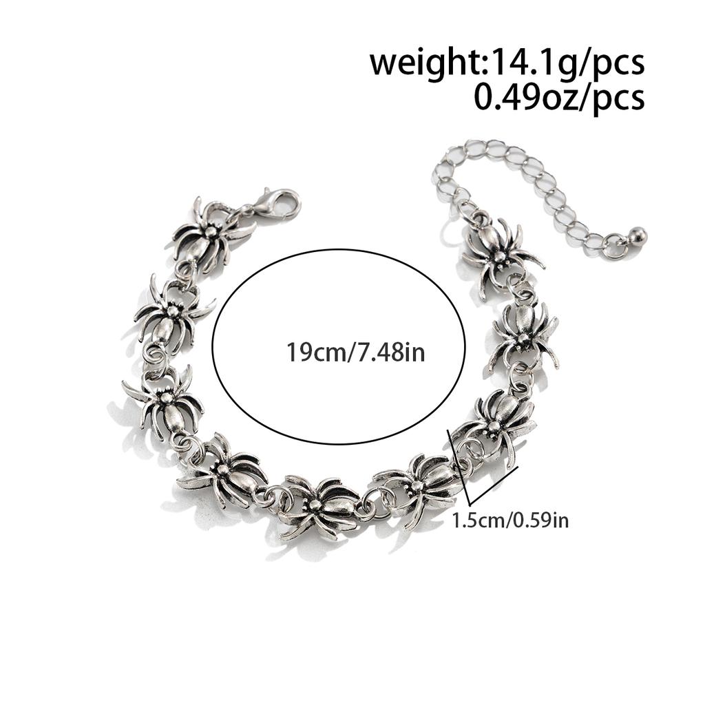 Ingemark Punk Hip-Hop Silver Color Spider Bracelet Women Vintage Adjustable Metal Chain Charm Bangles Couple New Jewelry Gifts