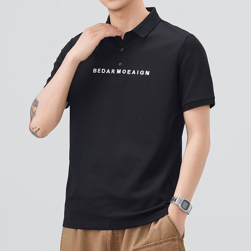 

Мужская летняя новая свободная футболка-поло с коротким рукавом, мужская тонкая футболка с коротким рукавом и лацканом 3XL чёрный