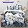 Floral Art Animals Pattern Bedding,Quilt Set Quilt Cover Pillowcase Home Birthday Gift (1 * Duvet Cover + 2 * Pillowcase, Without Core)