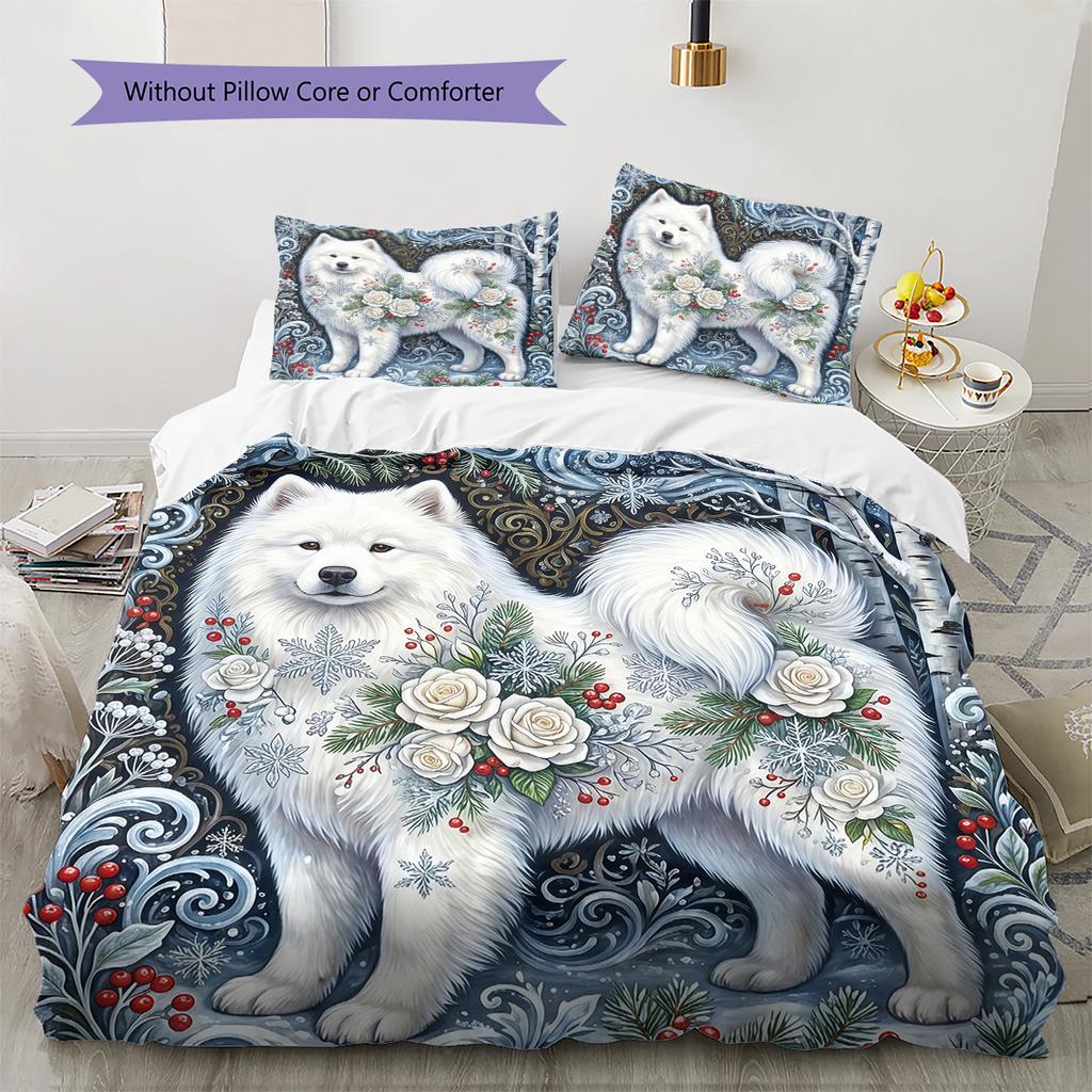 Floral Art Animals Pattern Bedding,Quilt Set Quilt Cover Pillowcase Home Birthday Gift (1 * Duvet Cover + 2 * Pillowcase, Without Core)