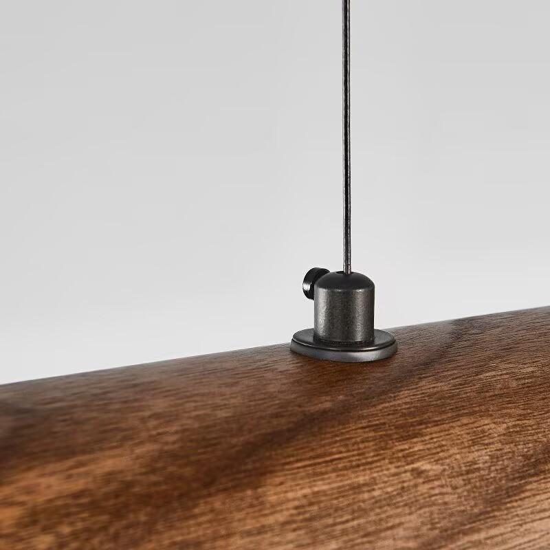 Walnut Wood Dining Chandelier - Simple Strip Hanging Lamp for Kitchen, Home Decor & Indoor Lighting