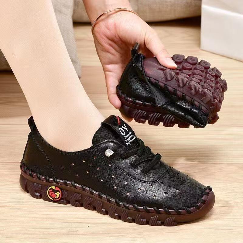 Women's White Breathable Soft Sole Summer Shoes - All-Season, Hollow Design