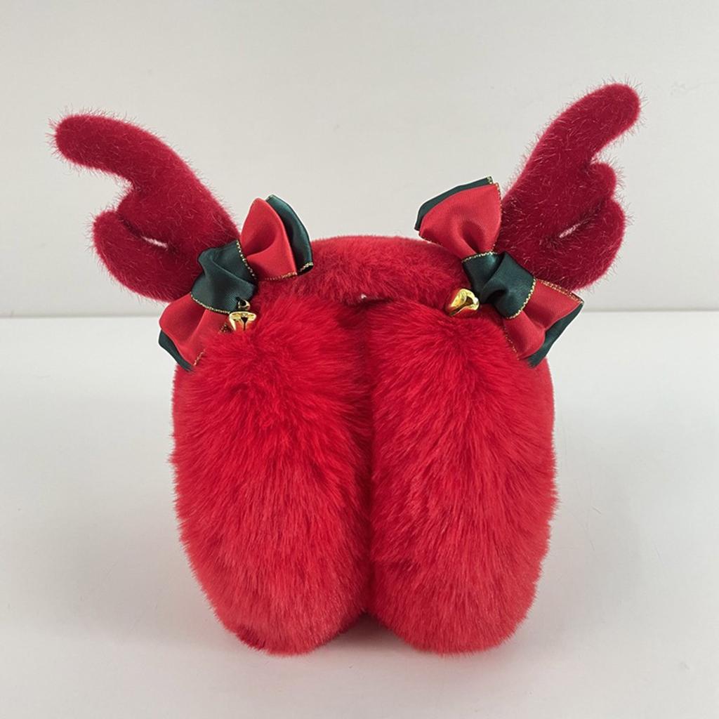 Winter Red Christmas Earmuffs Women Cute Elk Move Air Bag Earmuffs New Year Blessing Word Outdoor Cold Protection Solid Earmuff