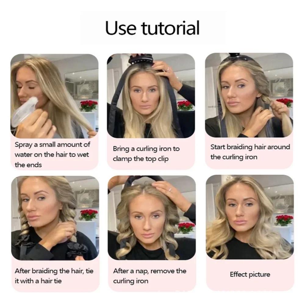 1pcs No Heat Curling Iron With Lazy Use People Naturally Do Not Hurt Hair Modeling Tools Big Wave Curling Iron Suitable For Nigh