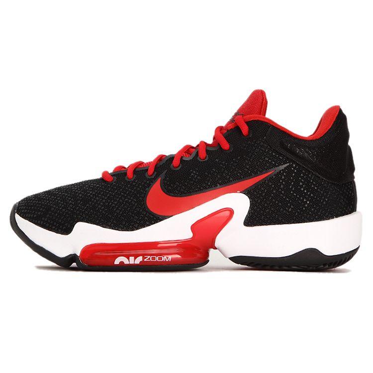 Nike Zoom Rize 2 EP Round Toe Lace-Up Fabric Shock Absorption Non-Slip Mid-Top Basketball Shoes Unisex sneaker Black Red CT1498-003
