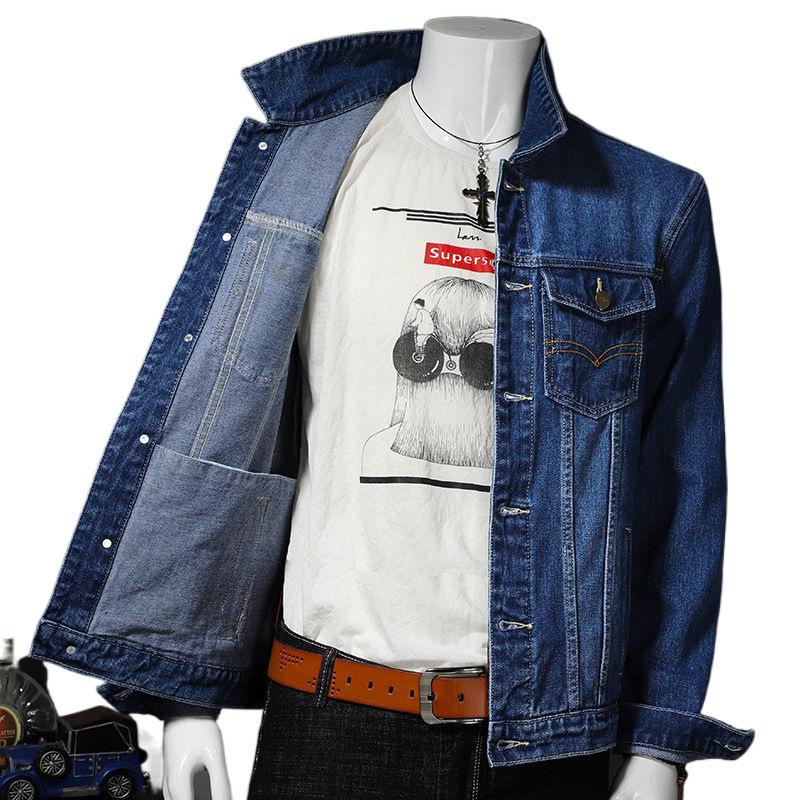 Denim Jacket Men's Casual Youth Large Size Denim Jacket Men's Jacket Work Wear Spring and Autumn Tops and Coats for Outer Wear