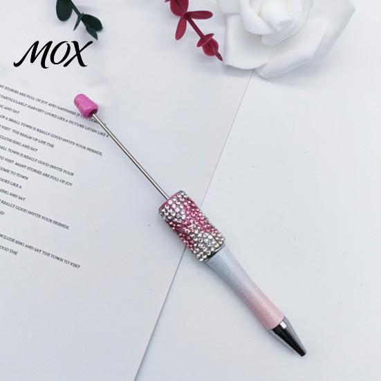 Sparkly Bow Pen Diamond Beadable Pens, Bling Rhinestone Beaded DIY Plastic Bead Pen, Crystal Stylish Desk Accessory Shaft Black Ink Ballpoint Pens for