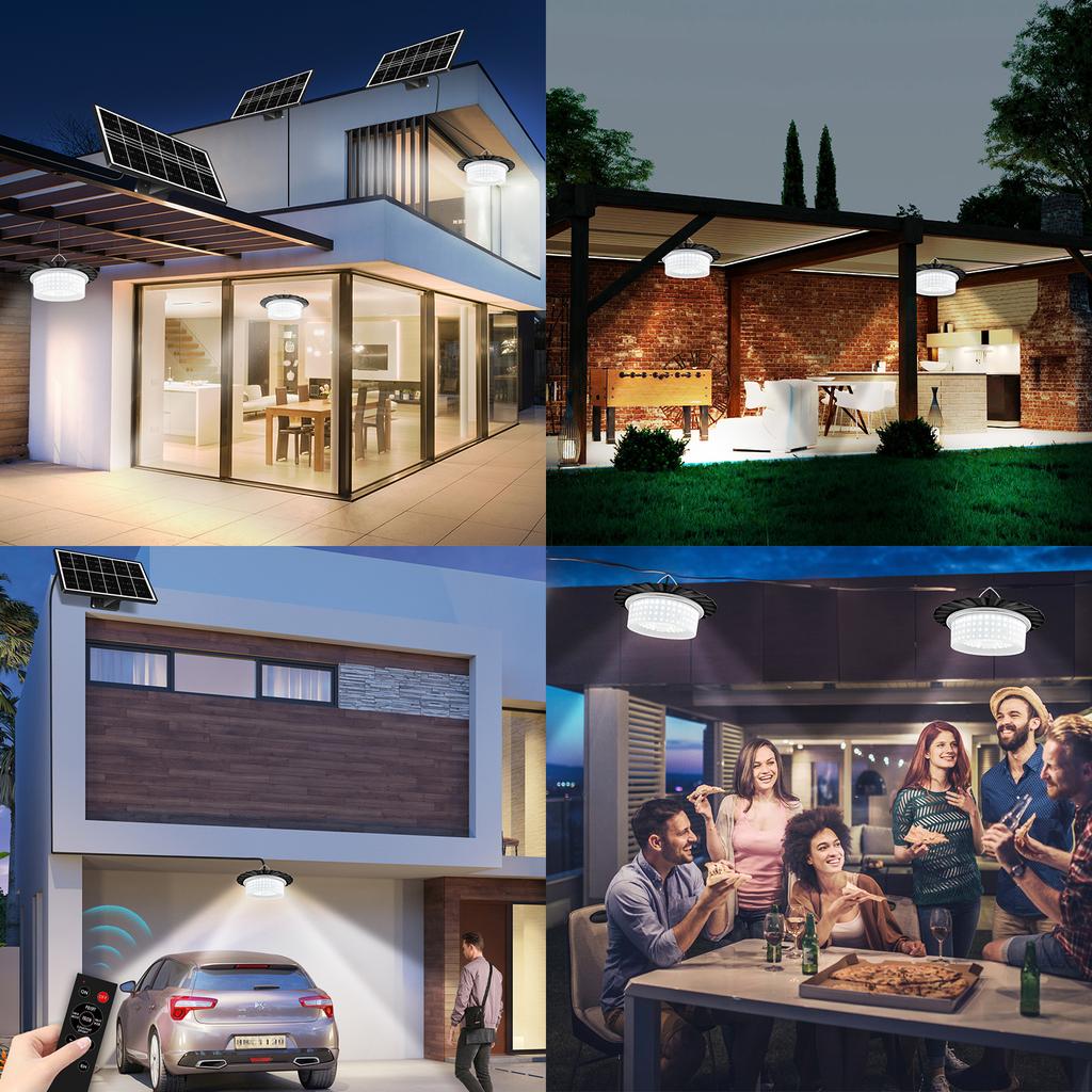 244 LED Solar Pendant Light with Remote Control 5 Modes Motion Sensor Solar Shed Barn Light IP65 Waterproof Indoor Outdoor Hanging Solar Lights
