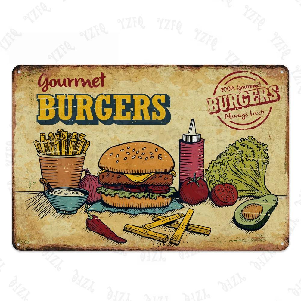 Chalkboard Art Coffee Menu Metal Sign Burger Bar Decorative Signs Wall kitchen Cafe Shop Home Art Craft Decor 30X20CM XP(947)A
