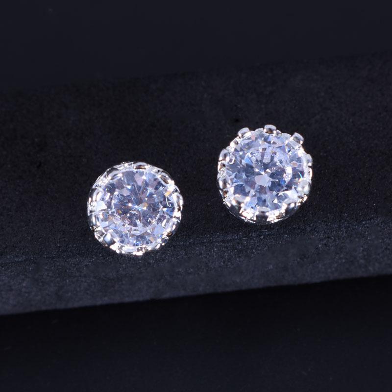 Korean Style Zirconia Crown Stud Earrings for Women - Gold/Silver