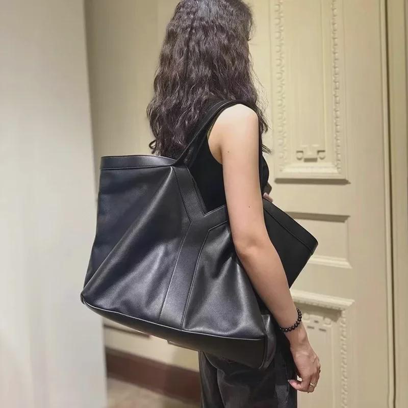 Yang Shulin High-End Leather Tote Bag: Elegant European & American Style, One-Shoulder Design for Women