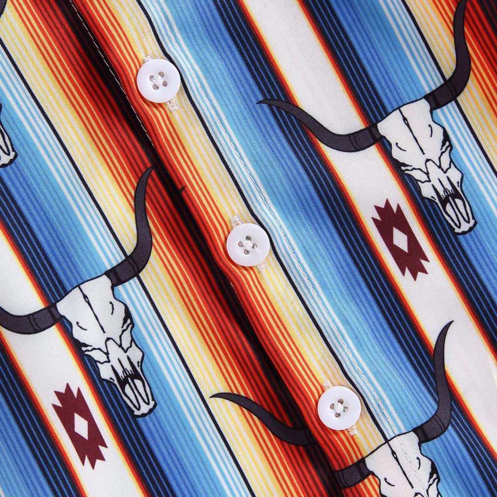 Summer Baby Boys Shirts Cattle Cactus Graphic Print Short Sleeve Button Shirts For Kids Blouse Tops Children Clothing