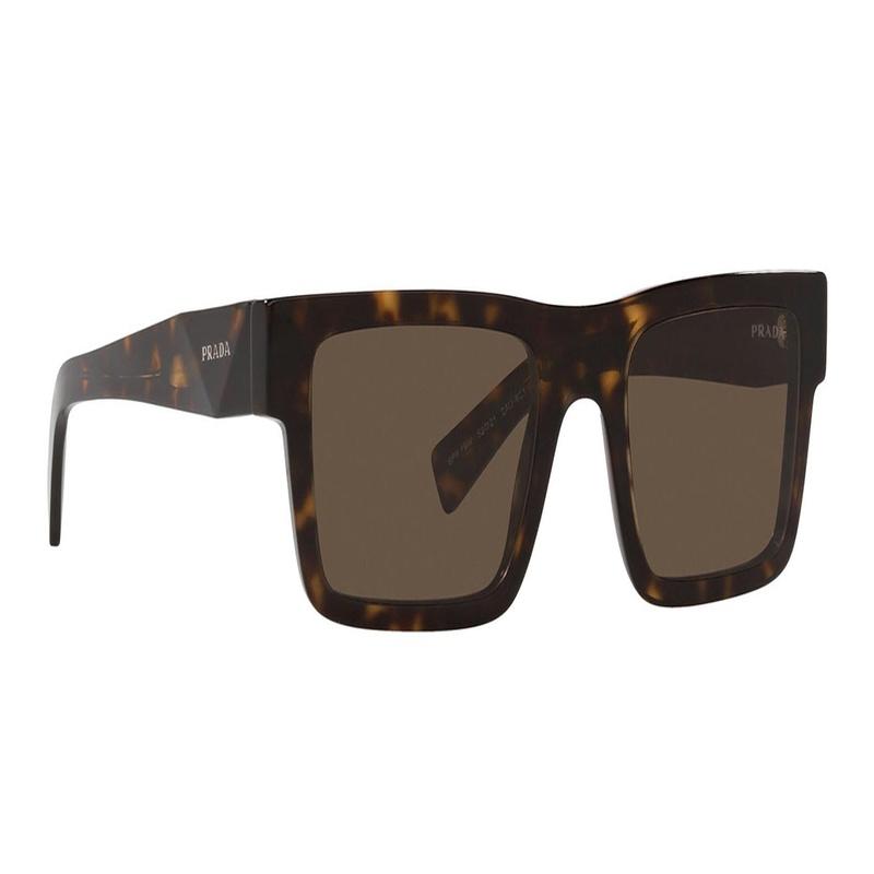Prada Trendige, modische und lässige rechteckige Plate-Sonnenbrille, braun, unisex