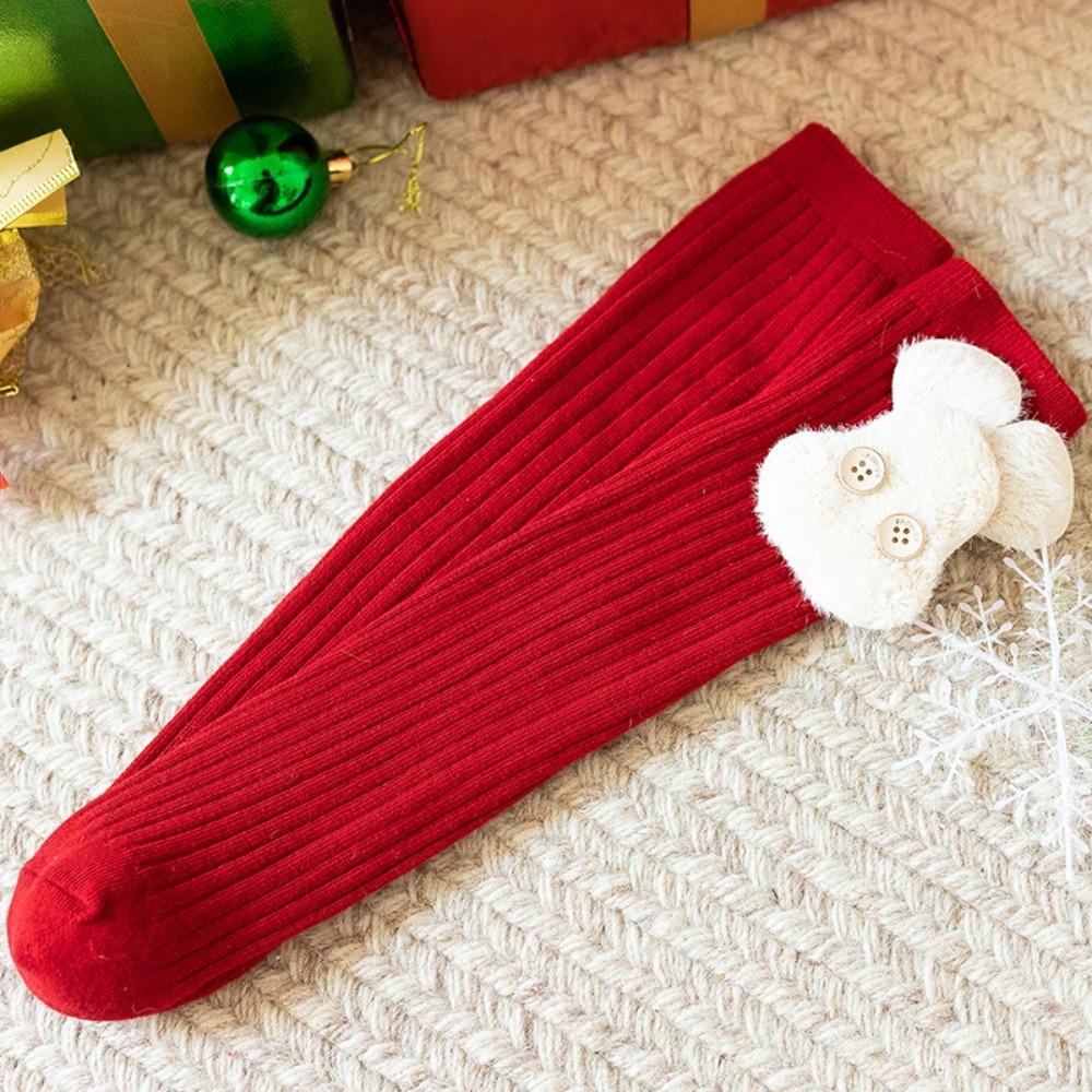 

Эластичные носки средней длины Новогодние носки Новые длинные носки для девочек Рождество Bear Bow