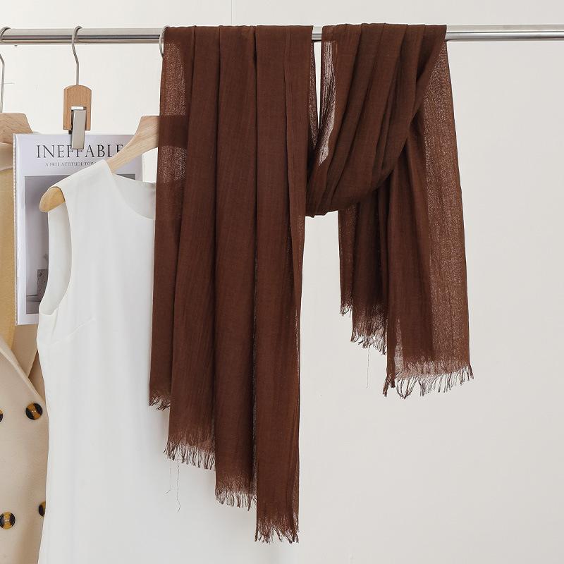 Monochrome Thin Scarf Women'S Sunscreen Shawl Solid Color Simple Imitation Cotton And Linen Silk Scarf High-End Yarn