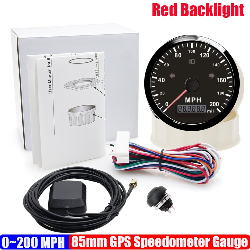 

ZMFJH 0-125KMH,0-200KMH 85mm GPS Speedometer Gauge with Antenna Car Boat Speed Meter Left/Right Turn Light High Beam Buzz Alarm 200mph BN